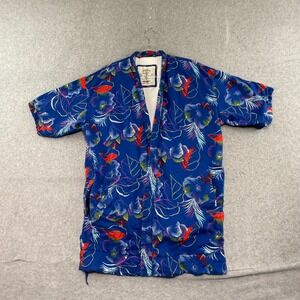 California Cowboy La Sirena Robe Womens XS/S Blue Floral Terry Lined Kimono